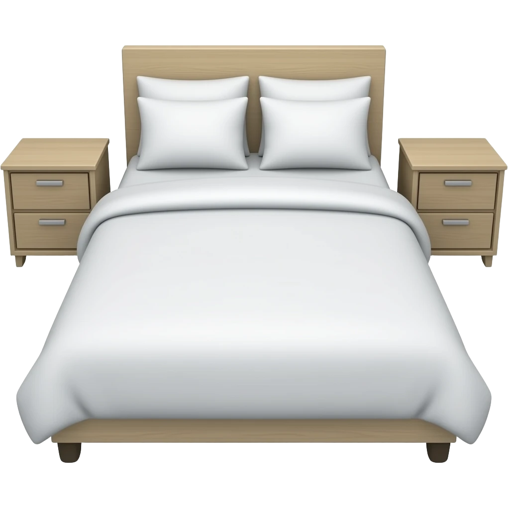 white bed cover and nightstands emoji