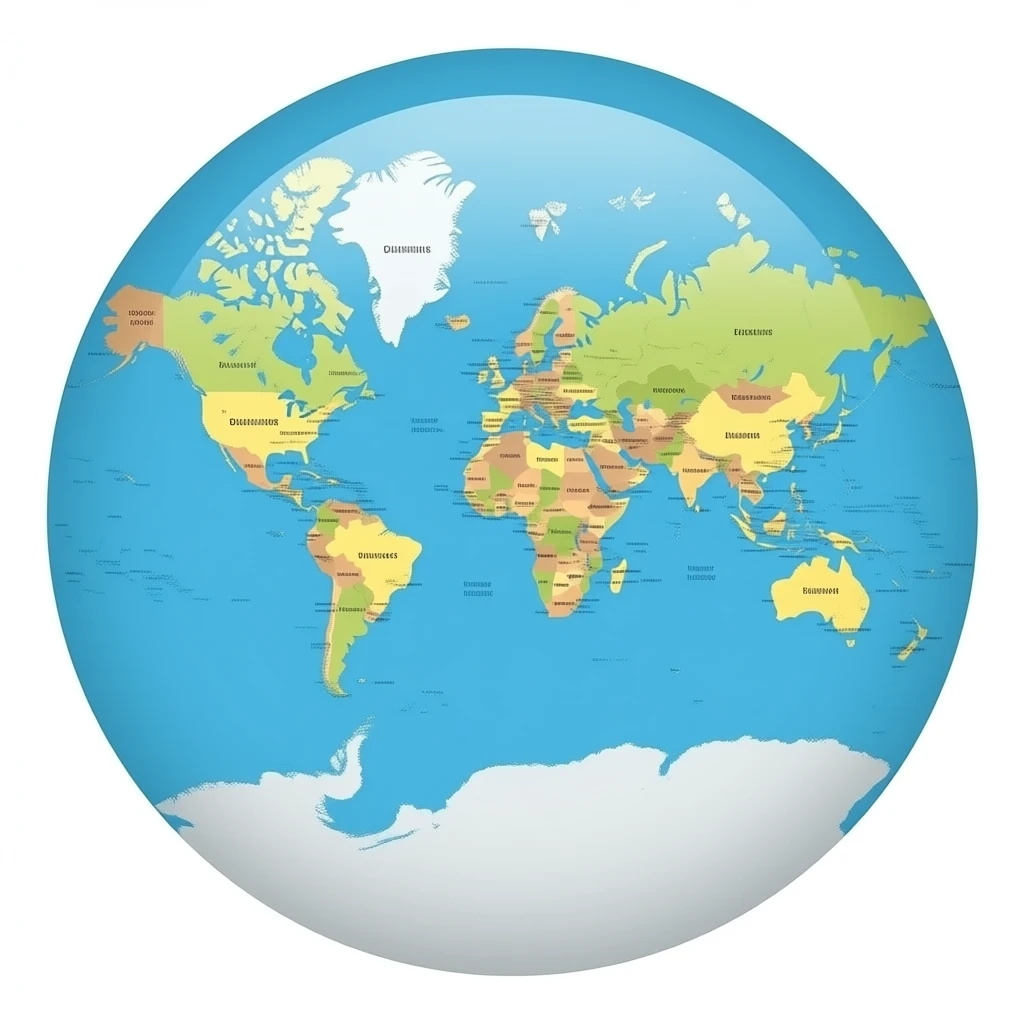 World Map With Continents, Oceans, and Countries' Name emoji