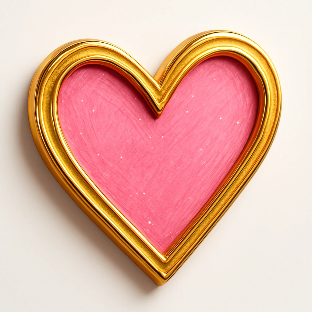 Add a gold outline to the large pink hand drawn heart with sparkles, keep the white clean background. emoji
