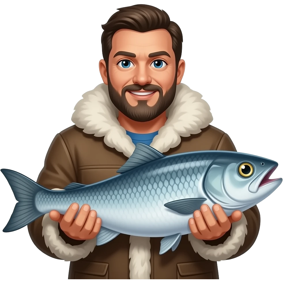 Arctic man holding fish emoji