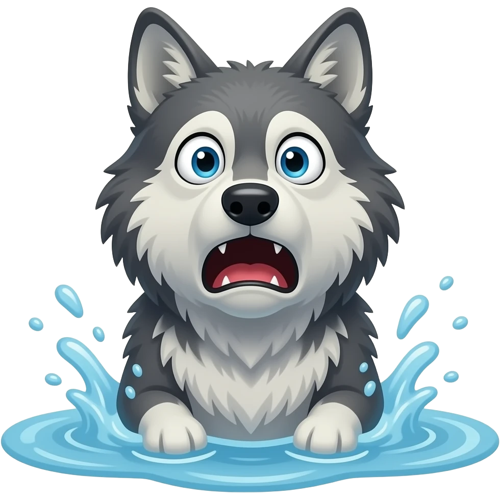 Hazme a un lobo hundiéndose y que se esté ahogando. Tiene que estar desesparado y asustado emoji