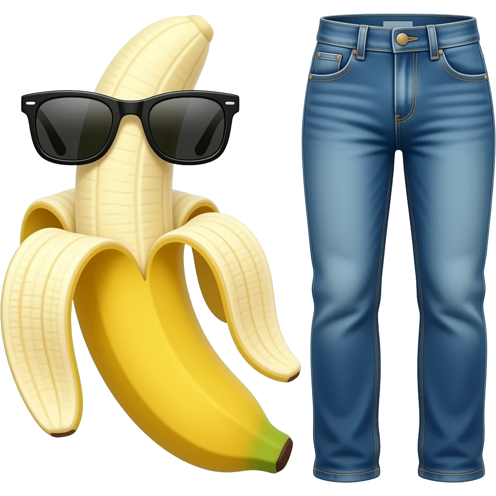Give me 3 emoji's. 1. open banana, 2. Sunglasses 3. Long jeans emoji