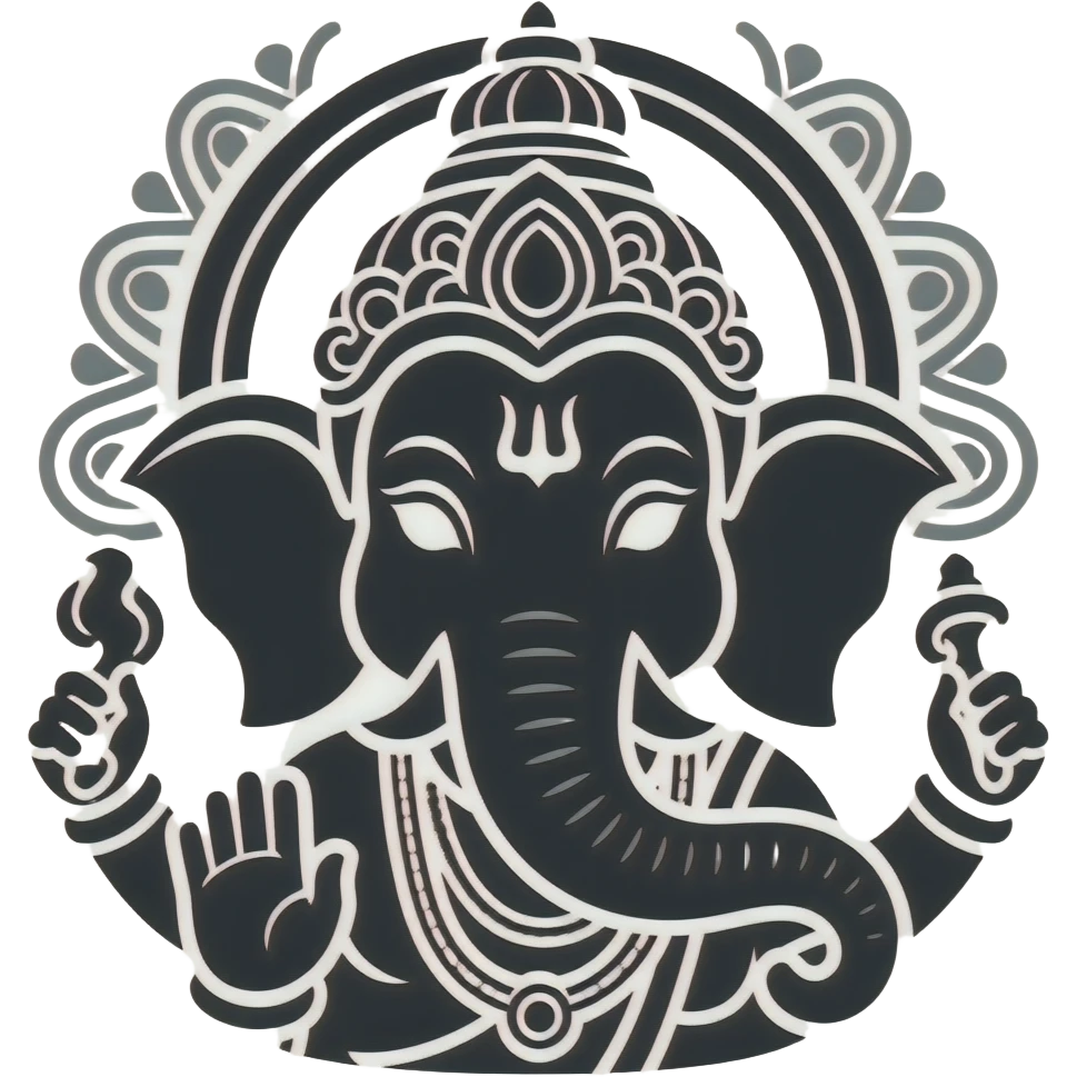 Creata outline of ganesh ji in morden type with white colour emoji