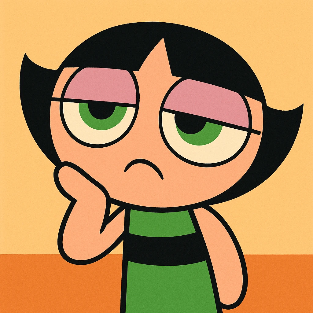 Powerpuff Girls character with a bored emotion, cartoon style, vibrant colors emoji