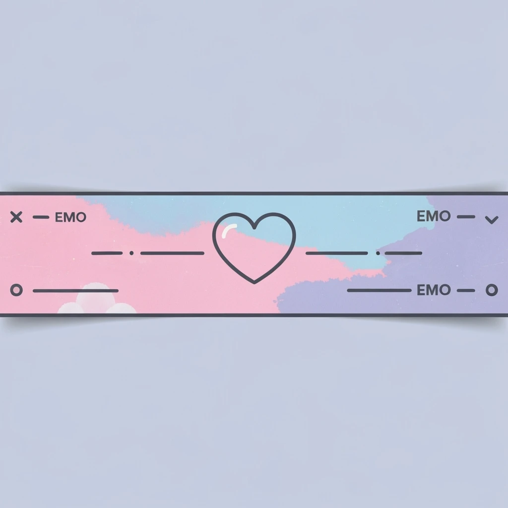 pastel emo banner with a heart accent, cute, expressive, minimal, variation 1 emoji