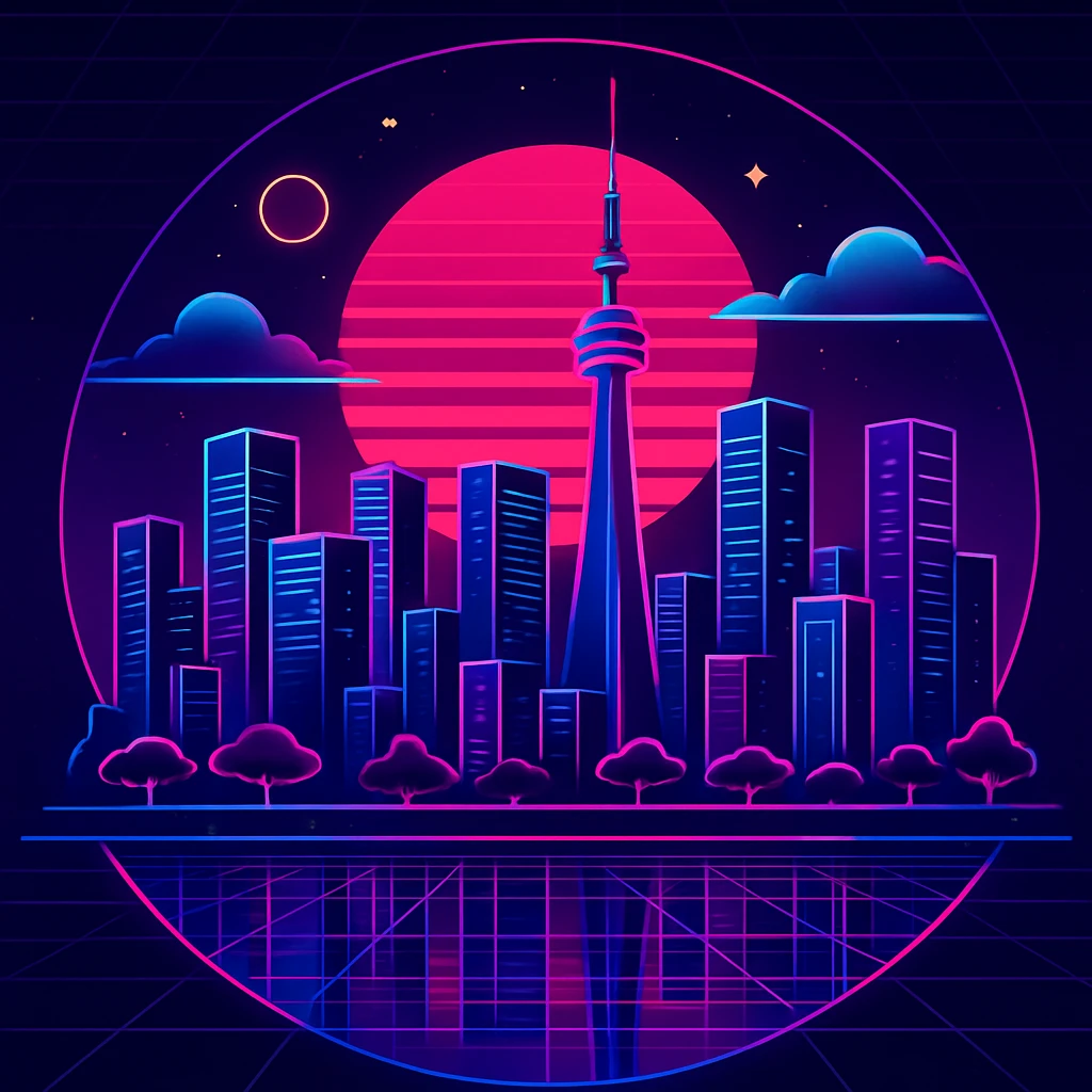 Create a retro 80's tron feel to this image  emoji