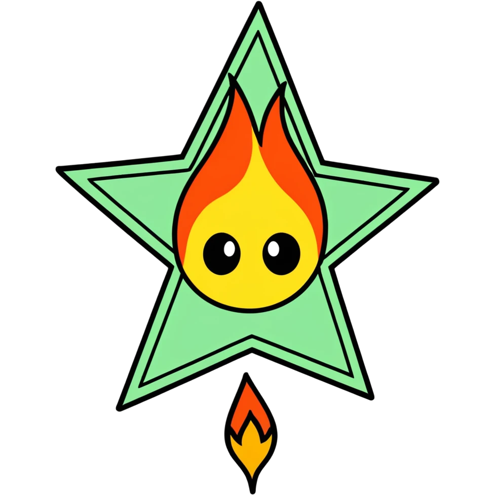 A on fire with six point stare  emoji