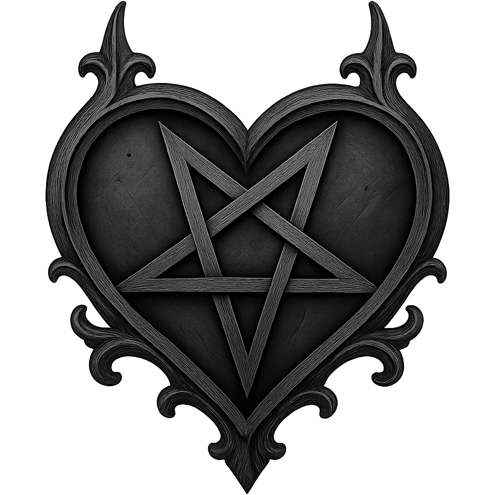gothic heart with a pentagram, remove background emoji