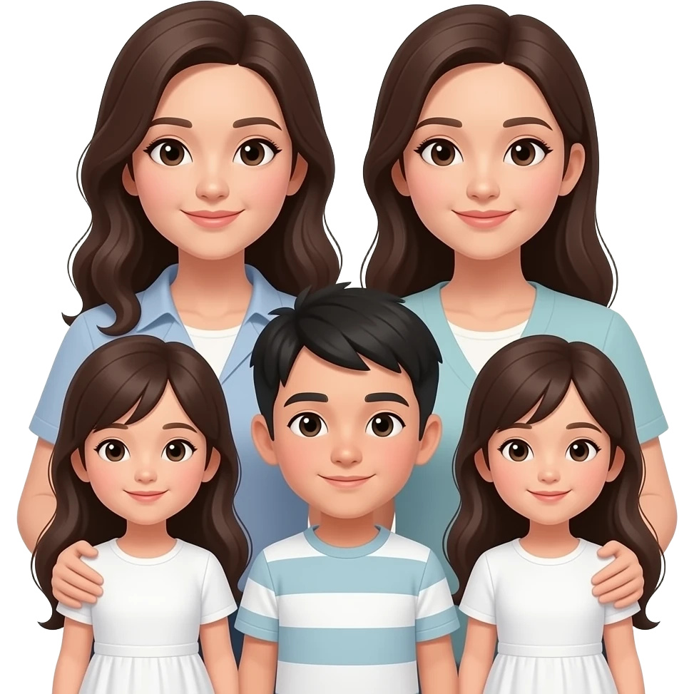 Family of 5 with twins 2 mother's emoji