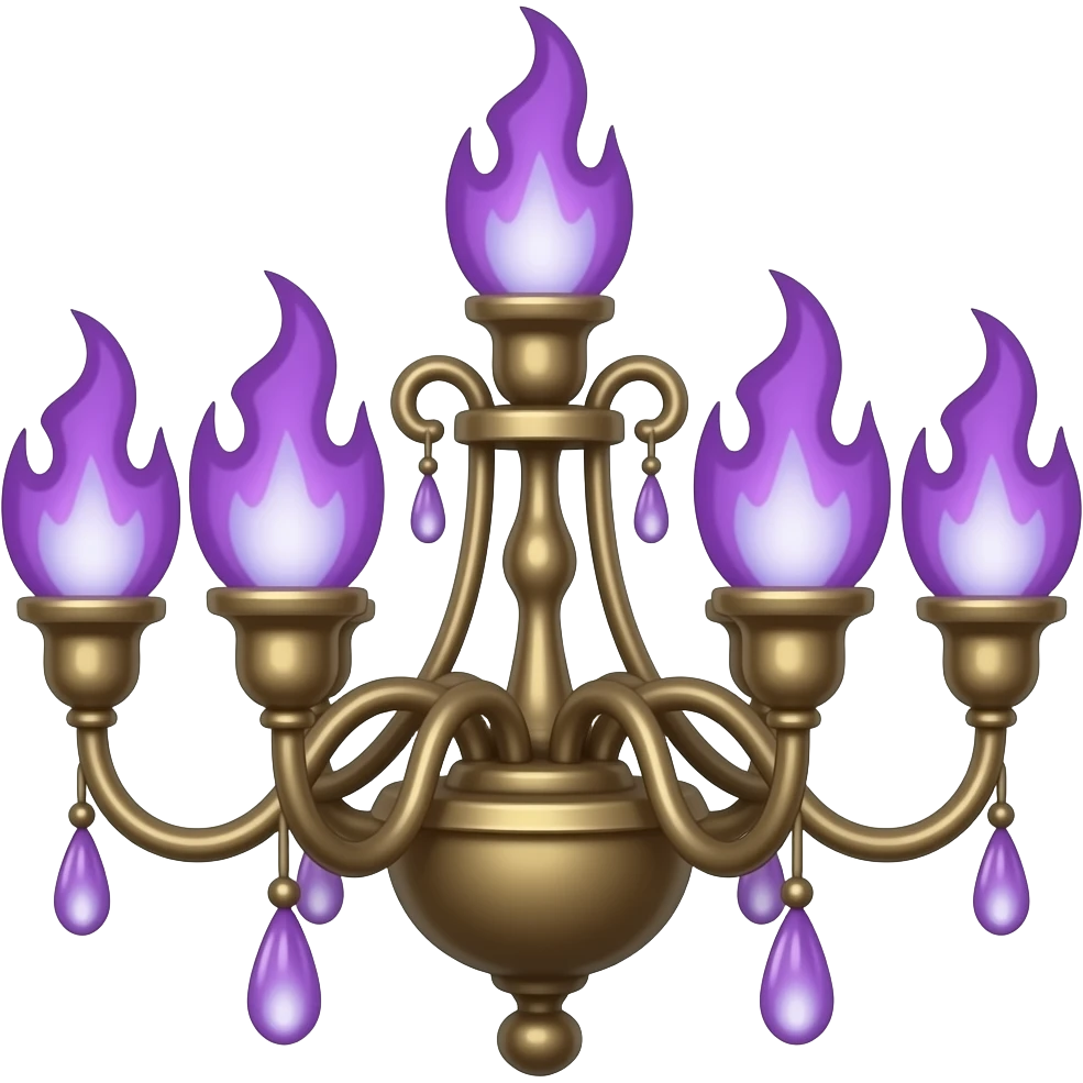 Un lampadario antico con fiamme viola tipo il Pokémon chandelure emoji
