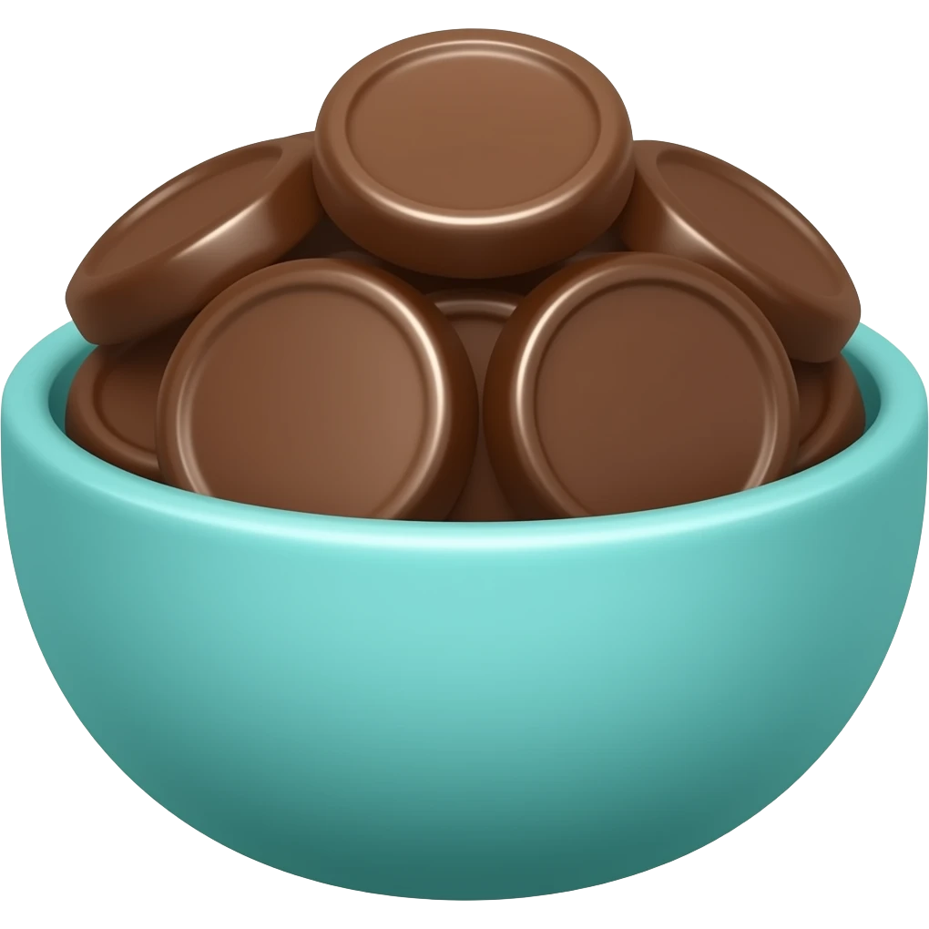 super realistic small teal bowl of chocolate circles emoji