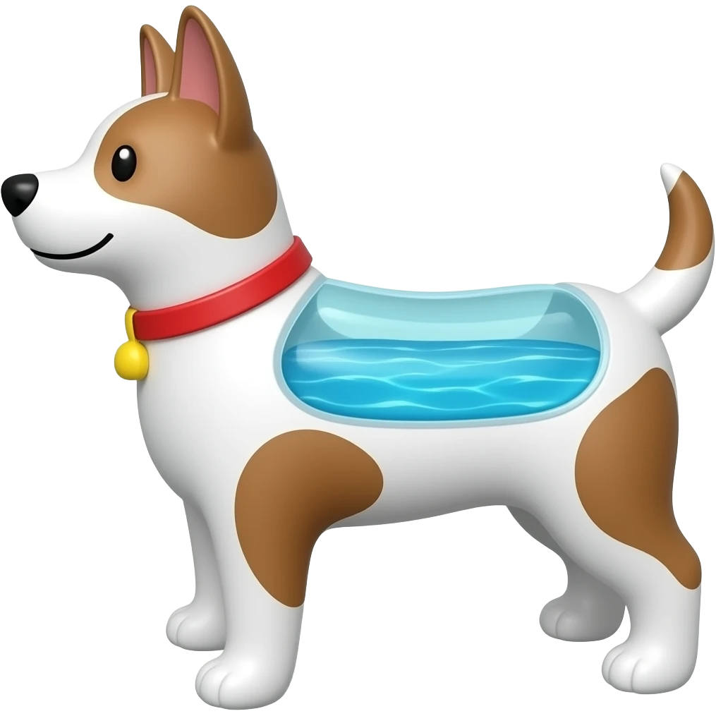 make a dog using a inflatable pool float, make it in an emoji style emoji