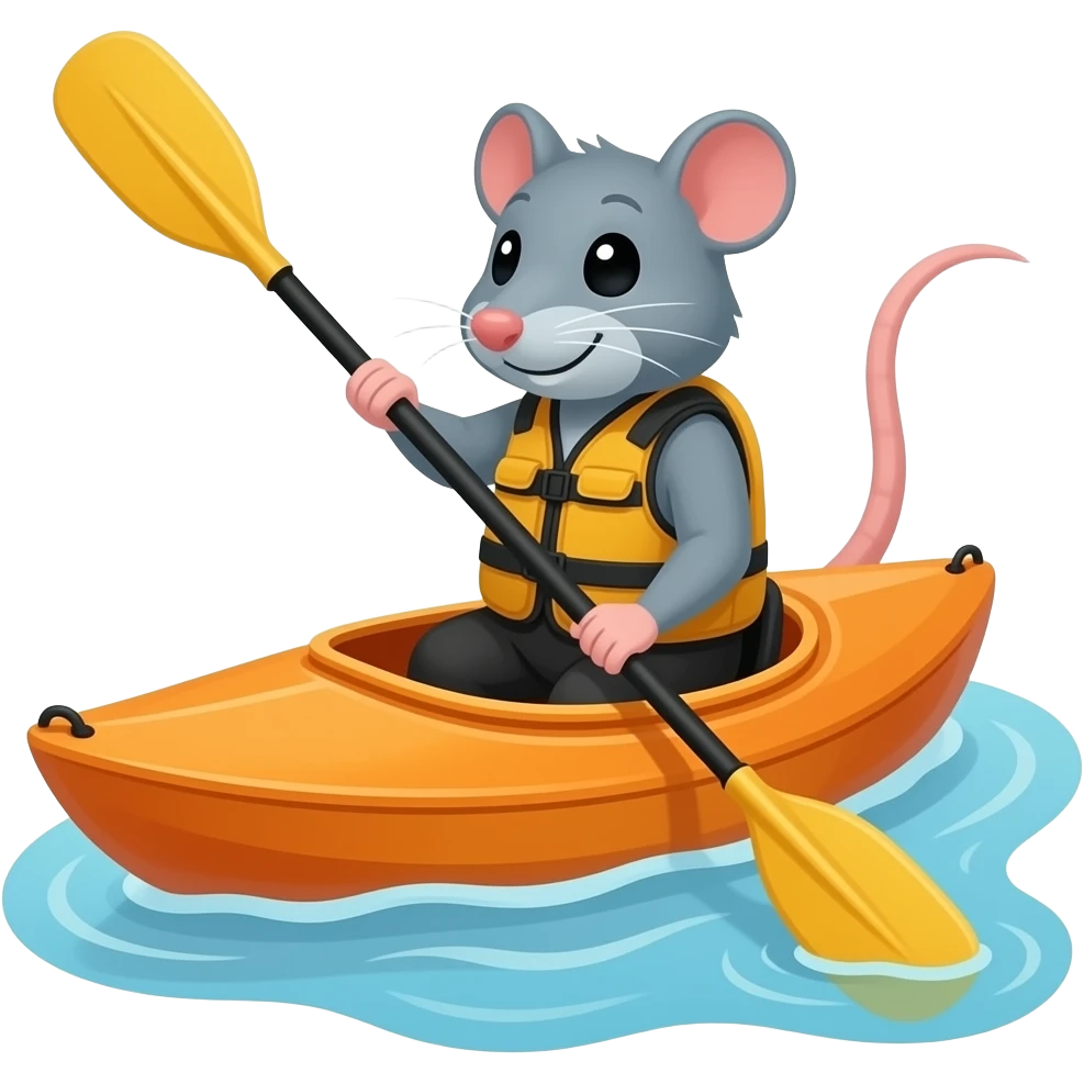 Kayaking rat emoji