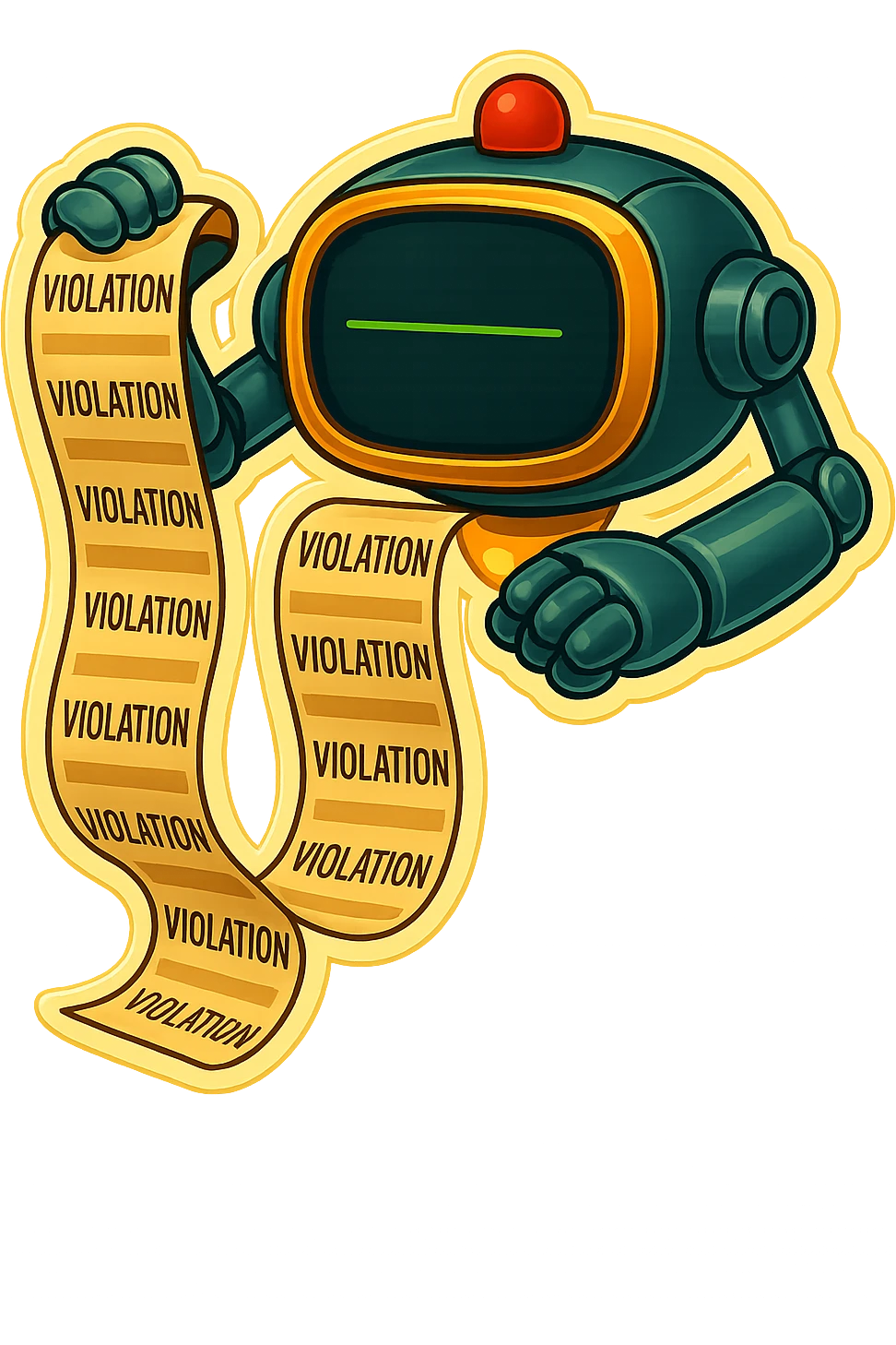 auditor robot prints out violations. no legs. the robot hovers emoji