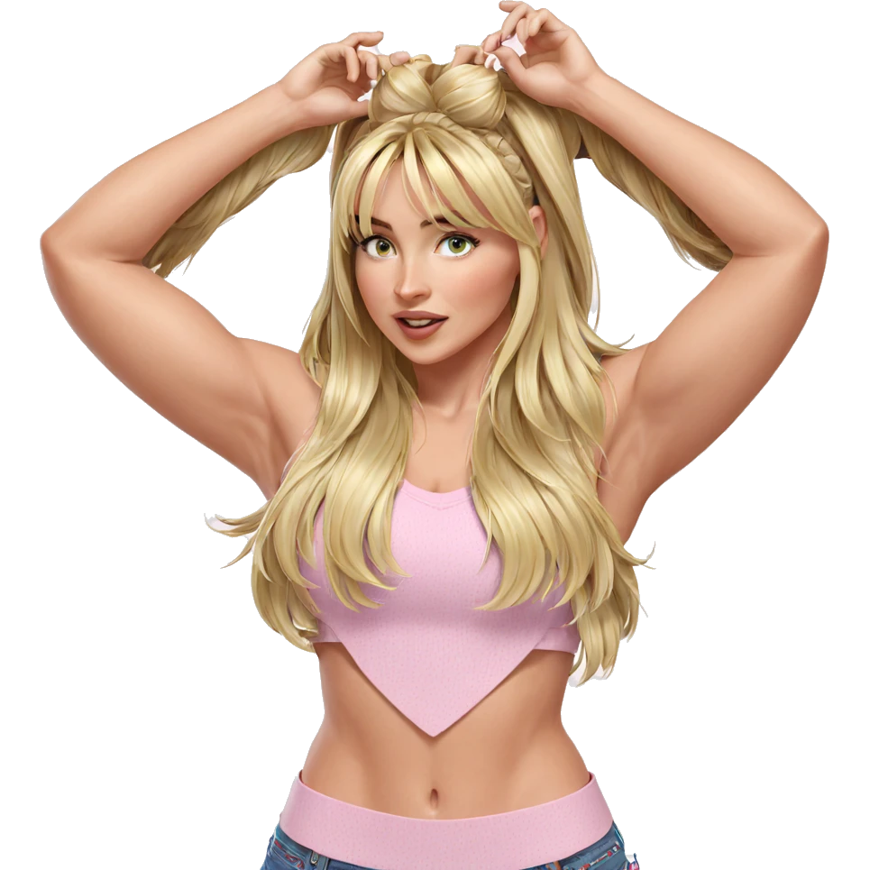 blonde girl adjusting her hair emoji