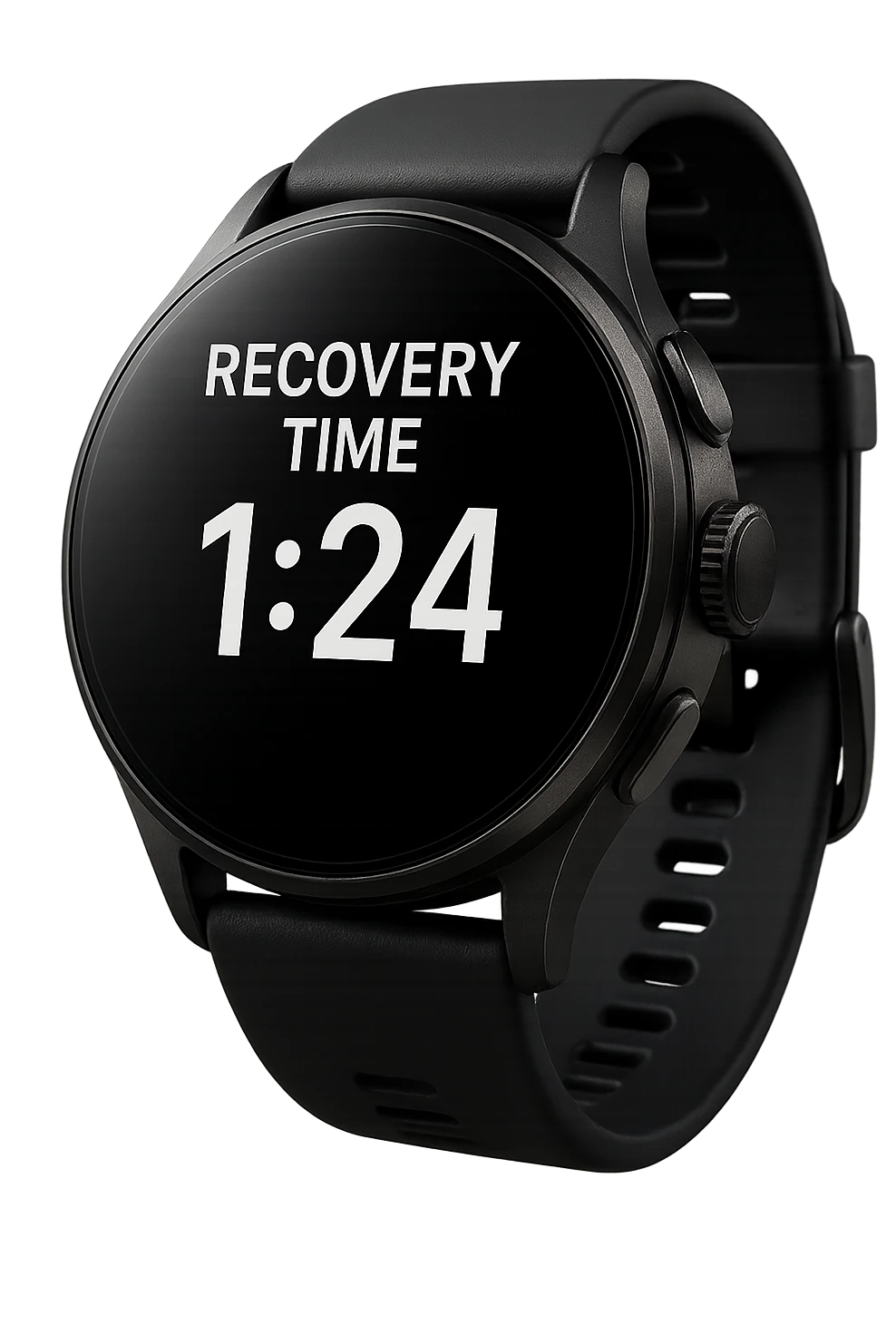 smartwatch che misura il tempo di recupero tra una serie e l'altra in allenamento, iperrealistico 4k emoji