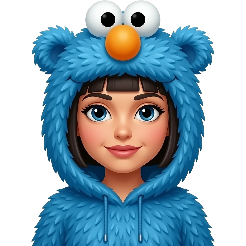 Thug-Life  Hood of Elmo: Cookie Monster: Blue, fuzzy  female emoji