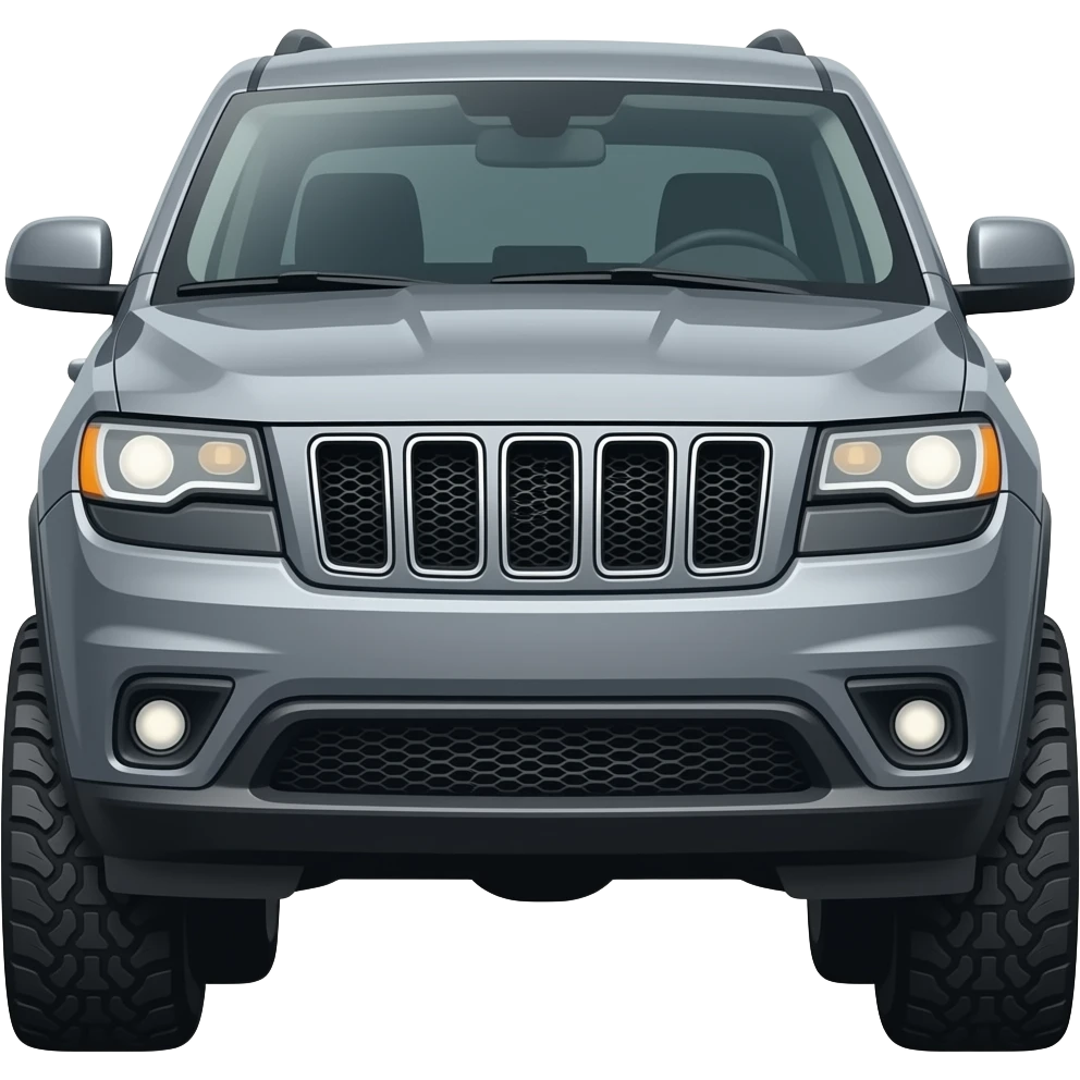 Gray grand Cherokee with all terrain tires emoji
