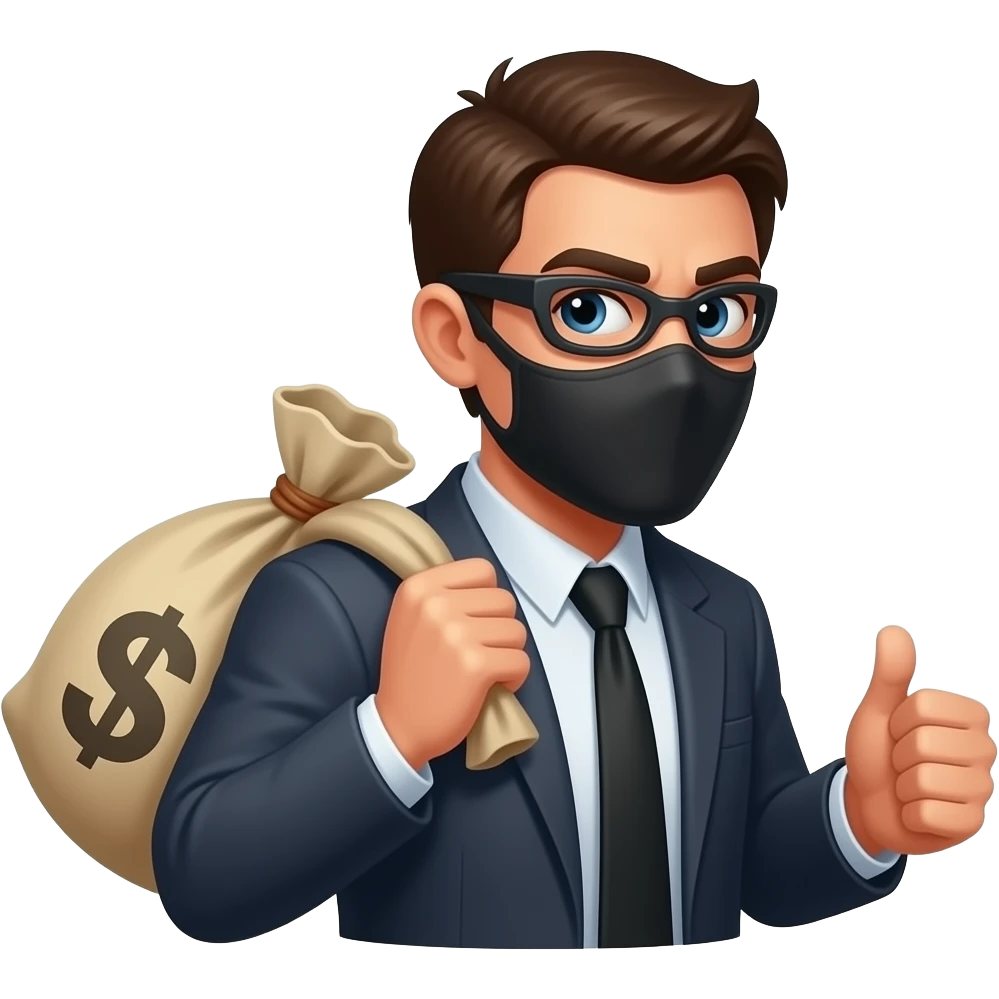 Salut, tu veux bien me créer l’emoji voleur qui est de face avec un sac d’argent sur l’épaule emoji