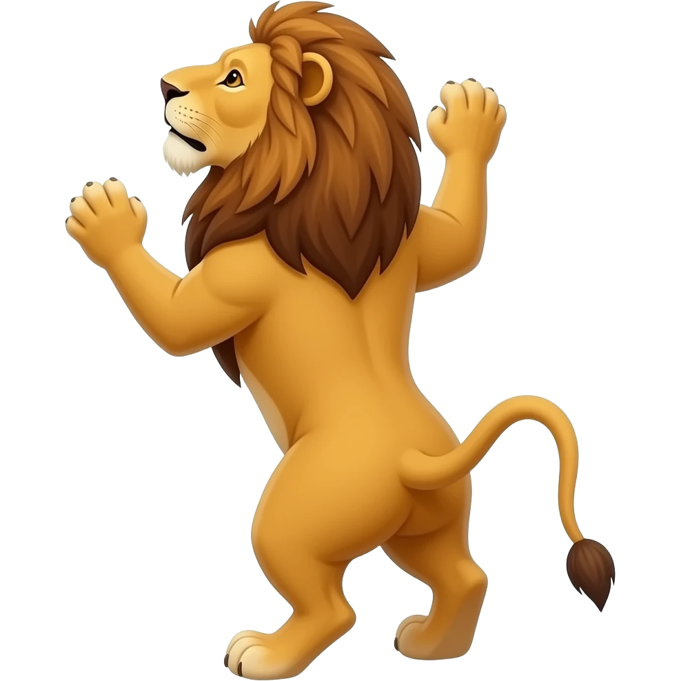 un leon escalando de espaldas emoji