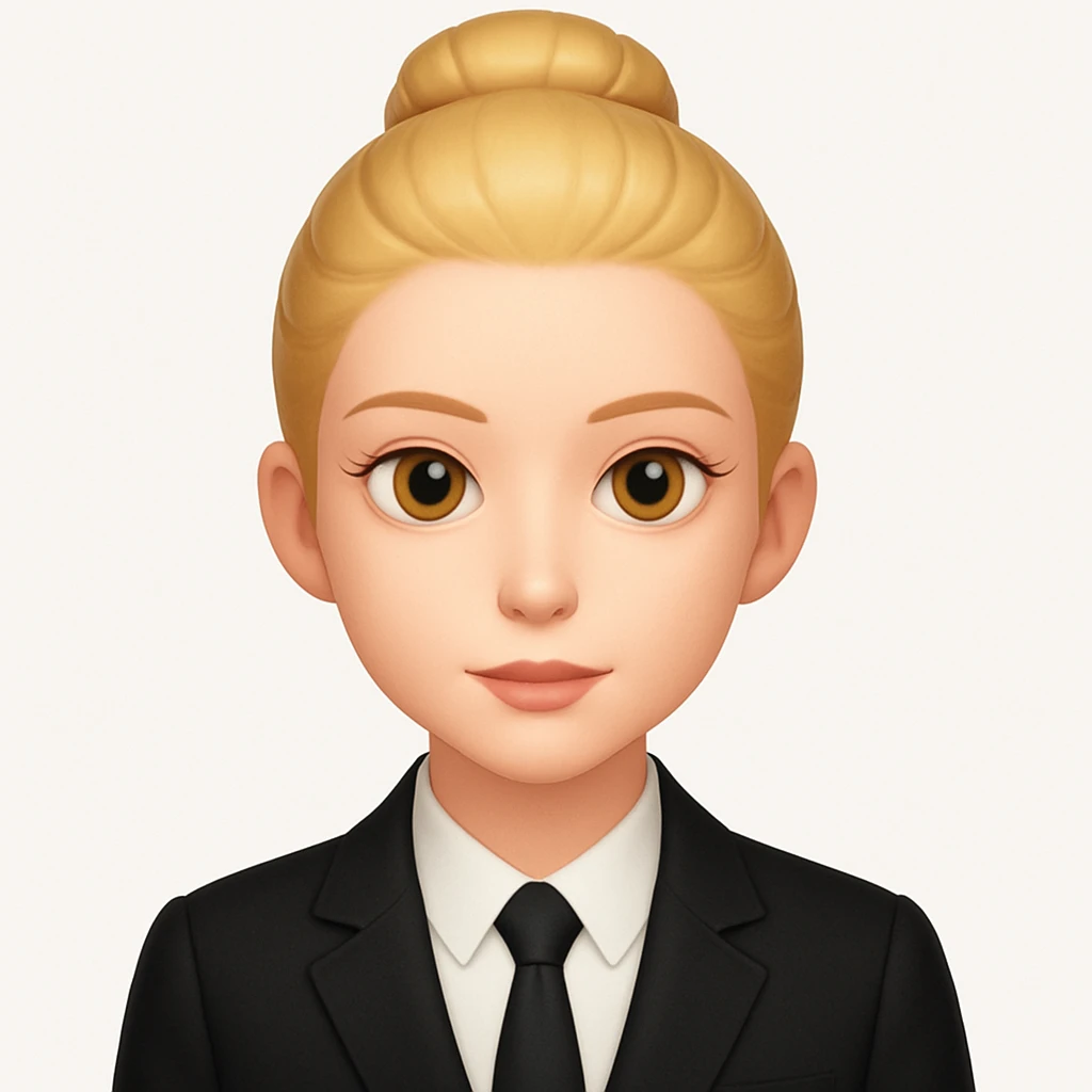 The same girl with her hair up. Use a style similar to the reference image. emoji