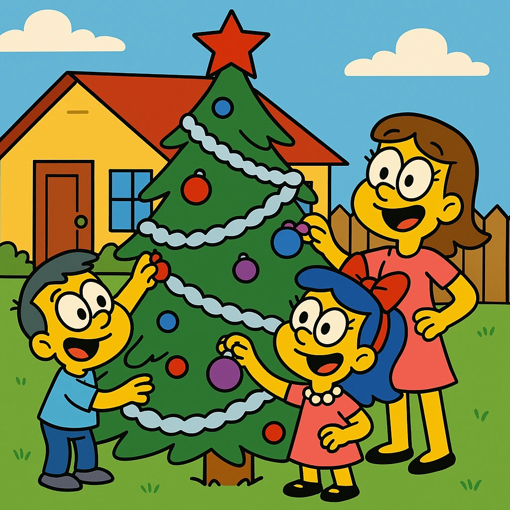 The children covered the tree in tinsel and ornaments. 3 children in house. Christmas incoming. emoji