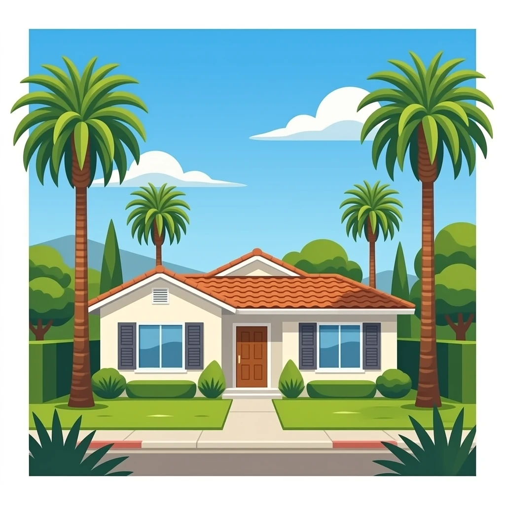 California house with Palm trees emoji