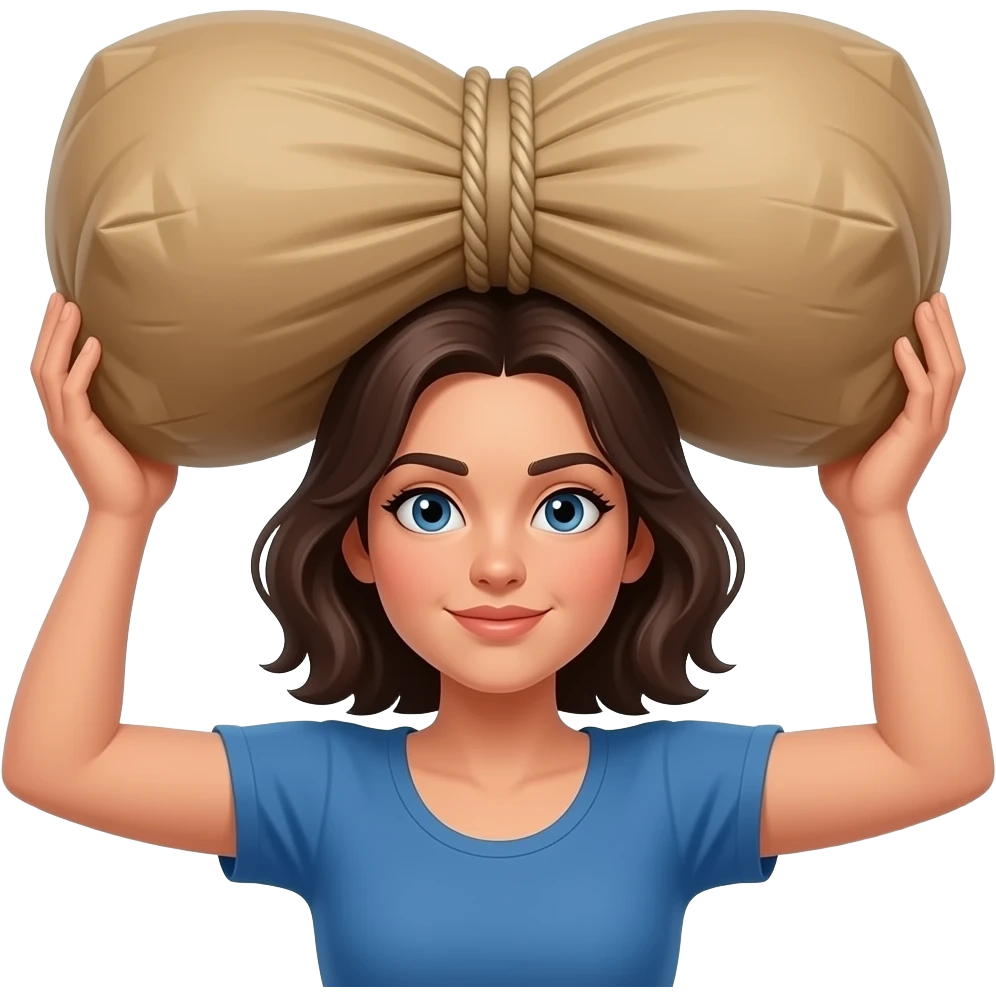 Жесткая хмурая сильная женщина на плечах груз emoji