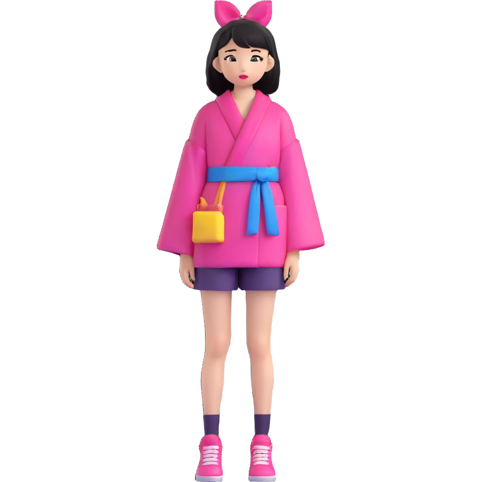 Japanese fashion model in harajuku style outfit emoji