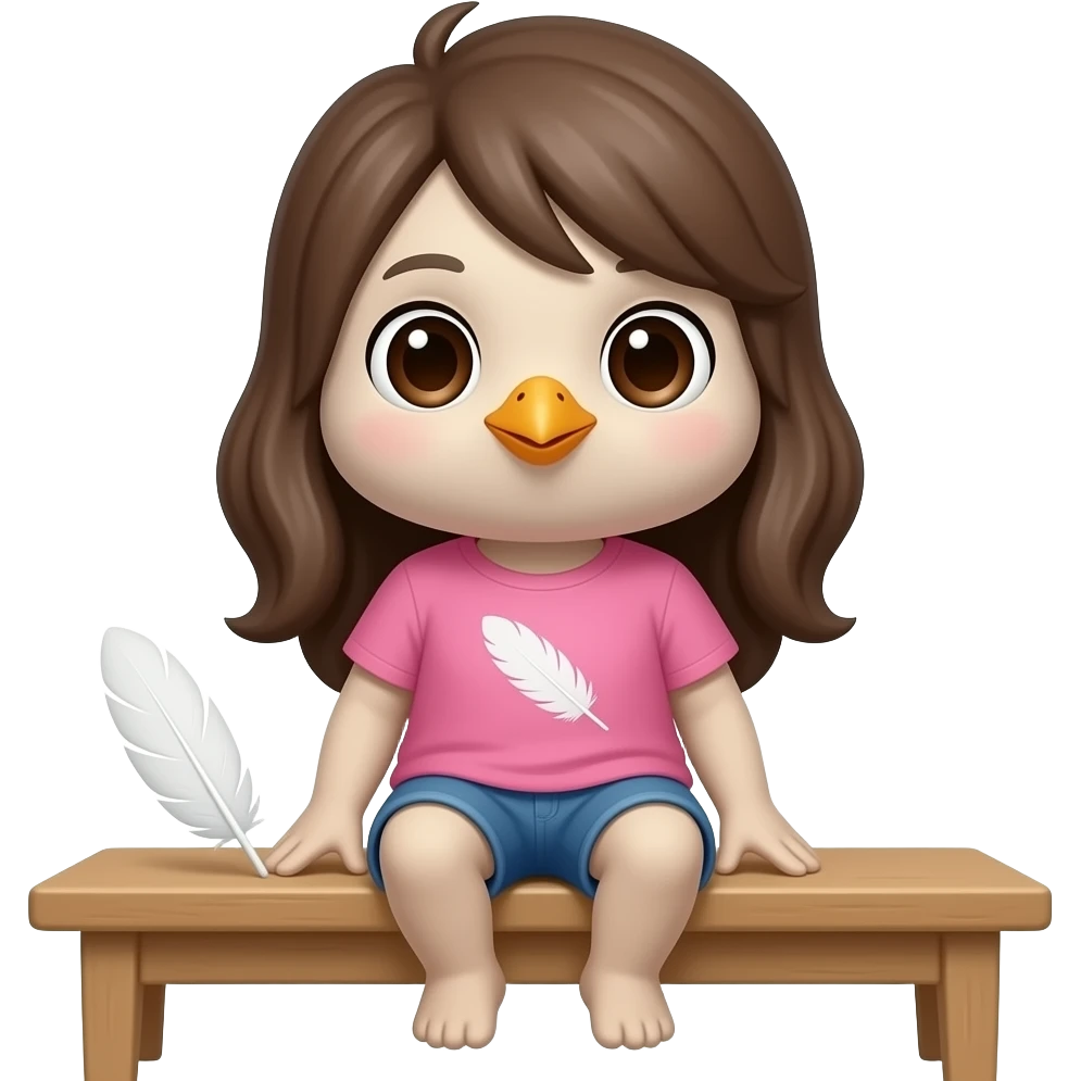 EGY TINÉDSZER ARCÚ LÁNY ÜLLJÖN AZ ASZTALNÁL ÉS EGY FEHÉR FÜLES LEGYEN RAJTA RÓZSASZÍN POLÓBA LEGYEN BARNA SZEME LEGYEN ÉS BARNA HOSSZÚ HAJA LEGYEN emoji