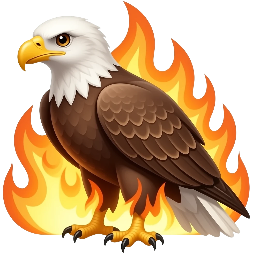 An eagle with fire emoji