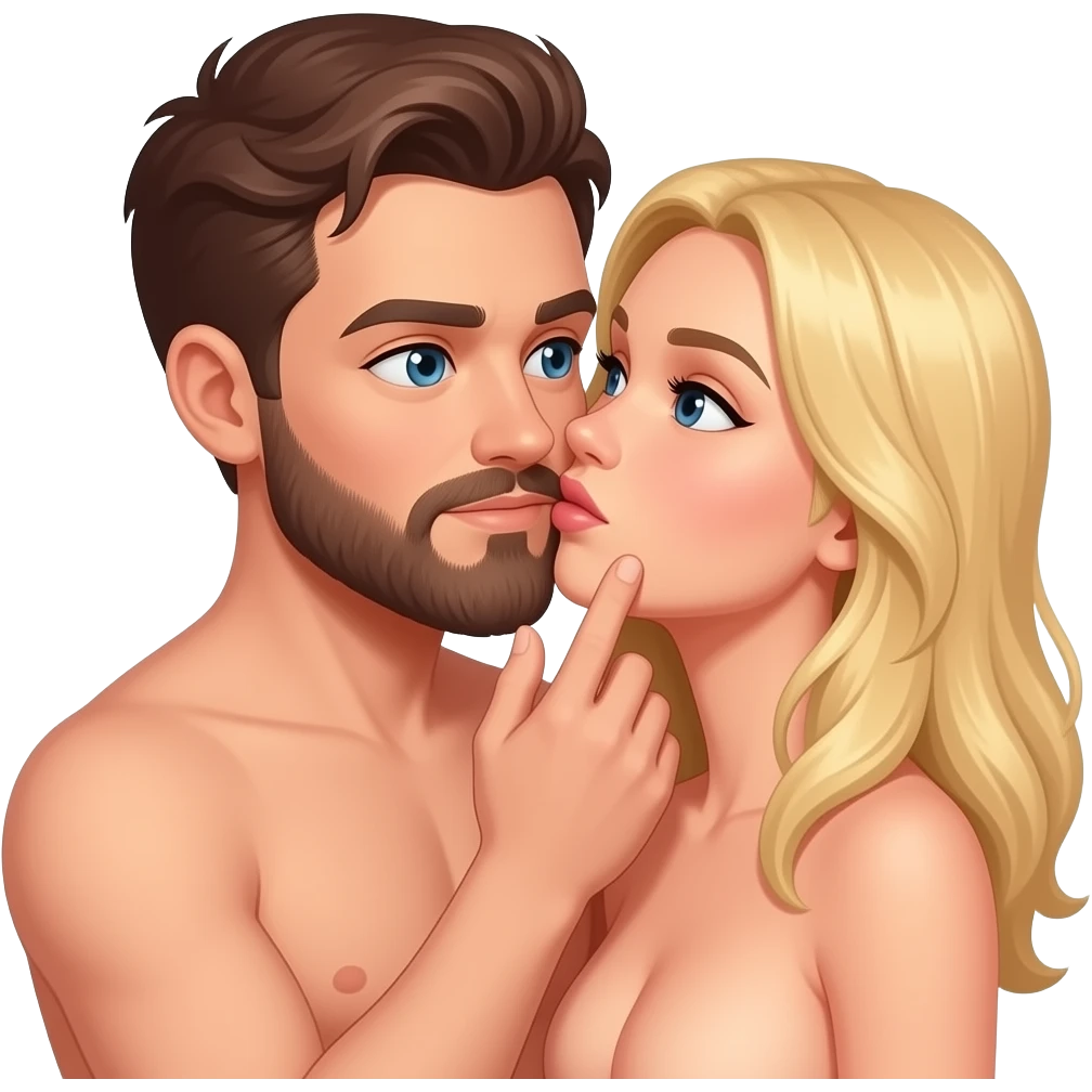 Naked man with brown hair and beard fucks The naked dirty blonde haired woman emoji