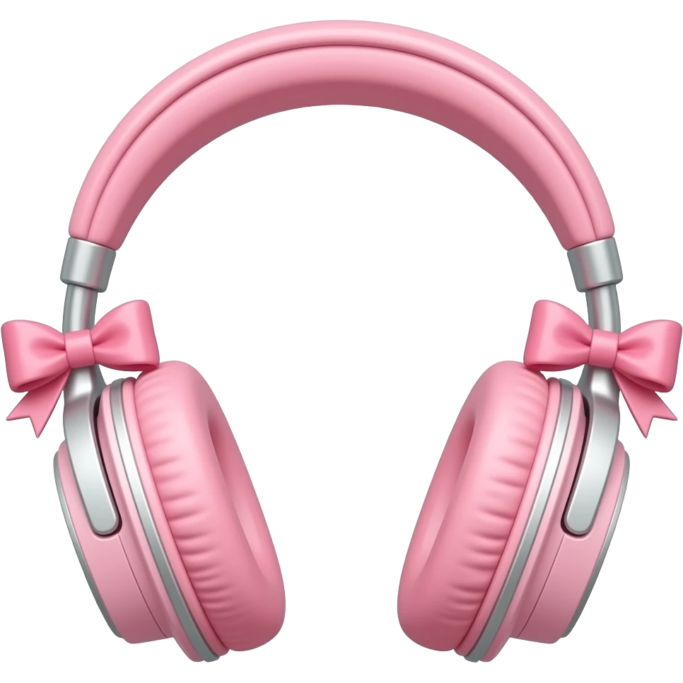 Cute pink headphone with bows emojis emoji