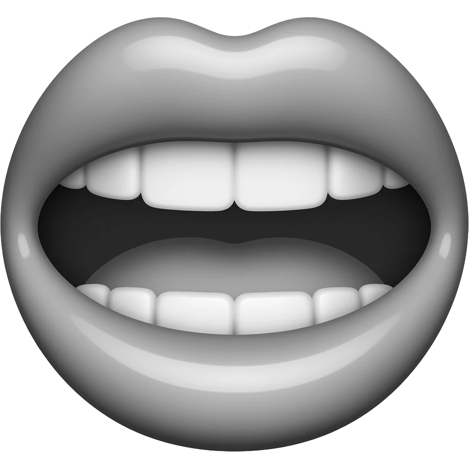 A little mouth close of a cartoon in black and white emoji