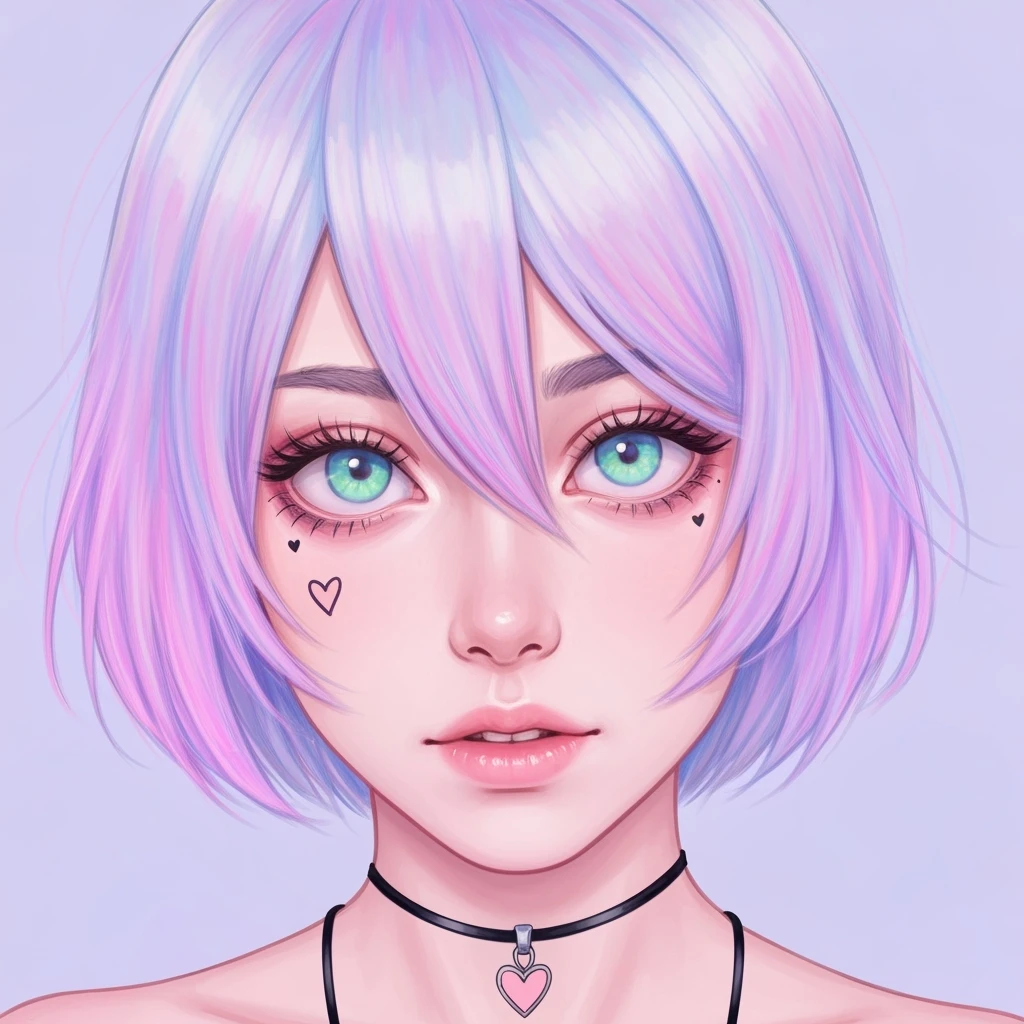 pastel emo profile picture with a heart accent, cute, expressive, minimal, variation 4 emoji