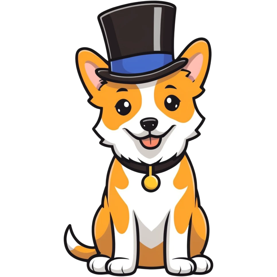 Dog whit a top hat emoji