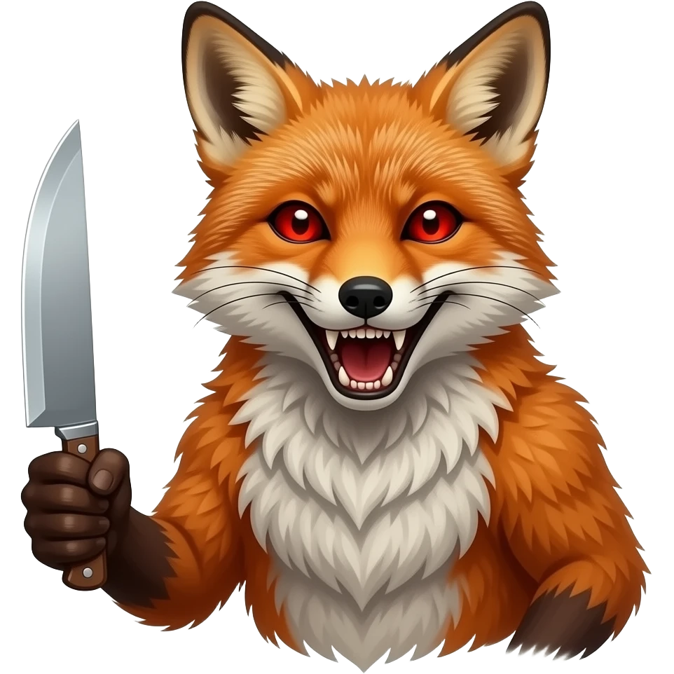 Scary anthro Fox holding knife opposite way emoji