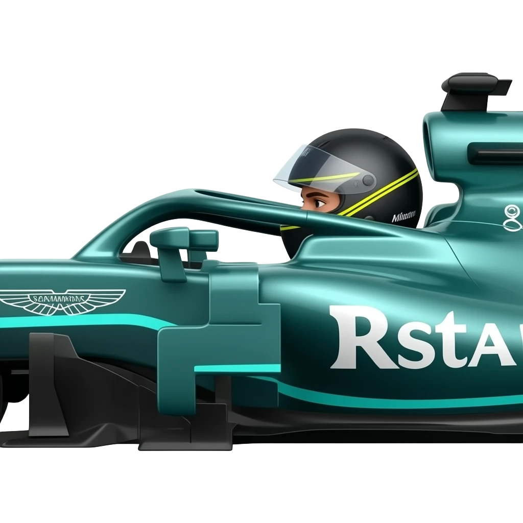 Aston Martin f1 sideways #18 with the person in the car wearing a black helemt emoji