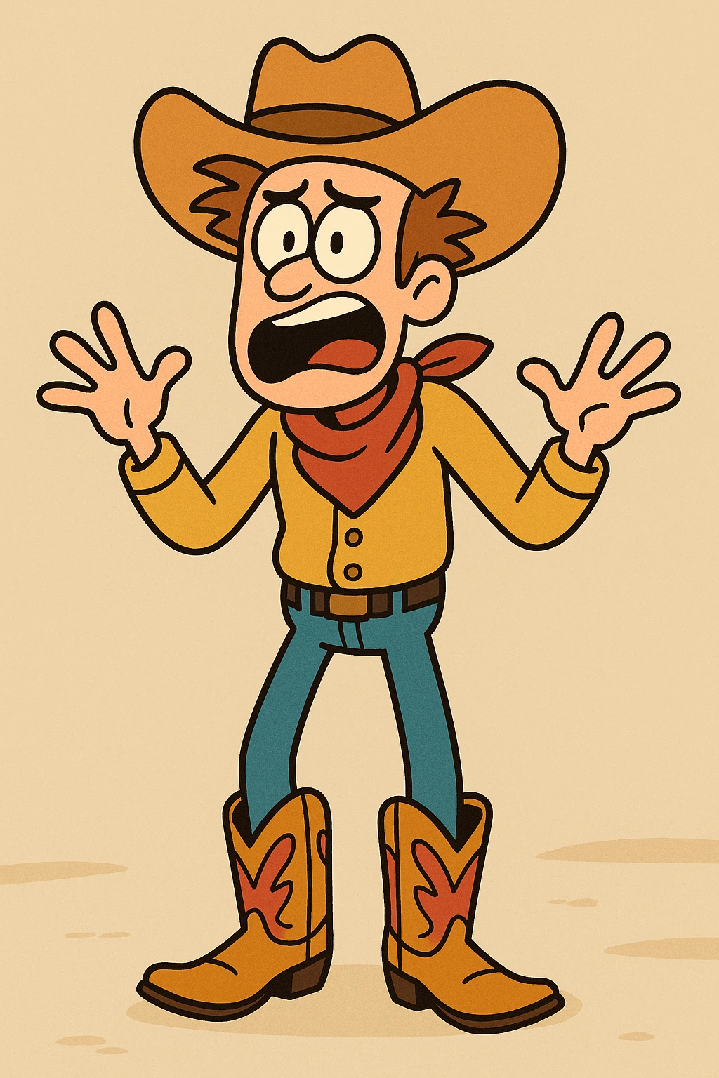 cartoon style cowboy boots, bright colors, exaggerated features, front view emoji