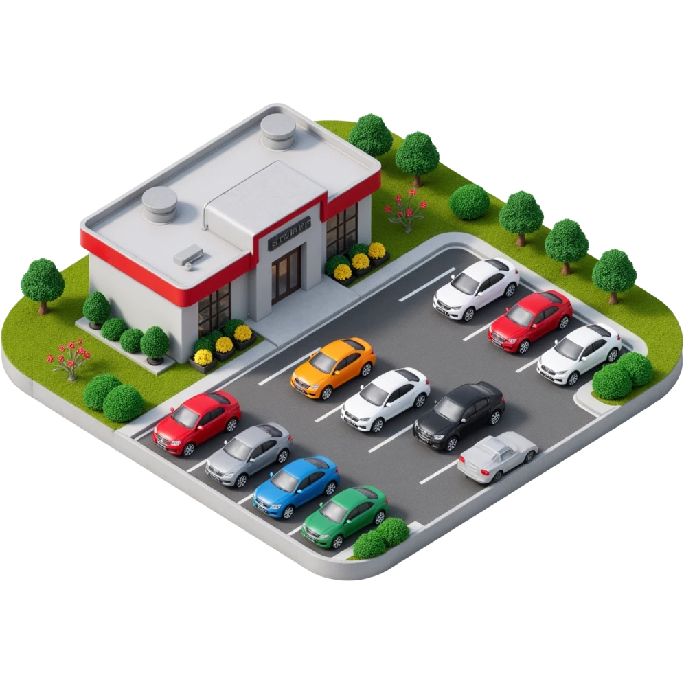 dealership lot with many cars emoji