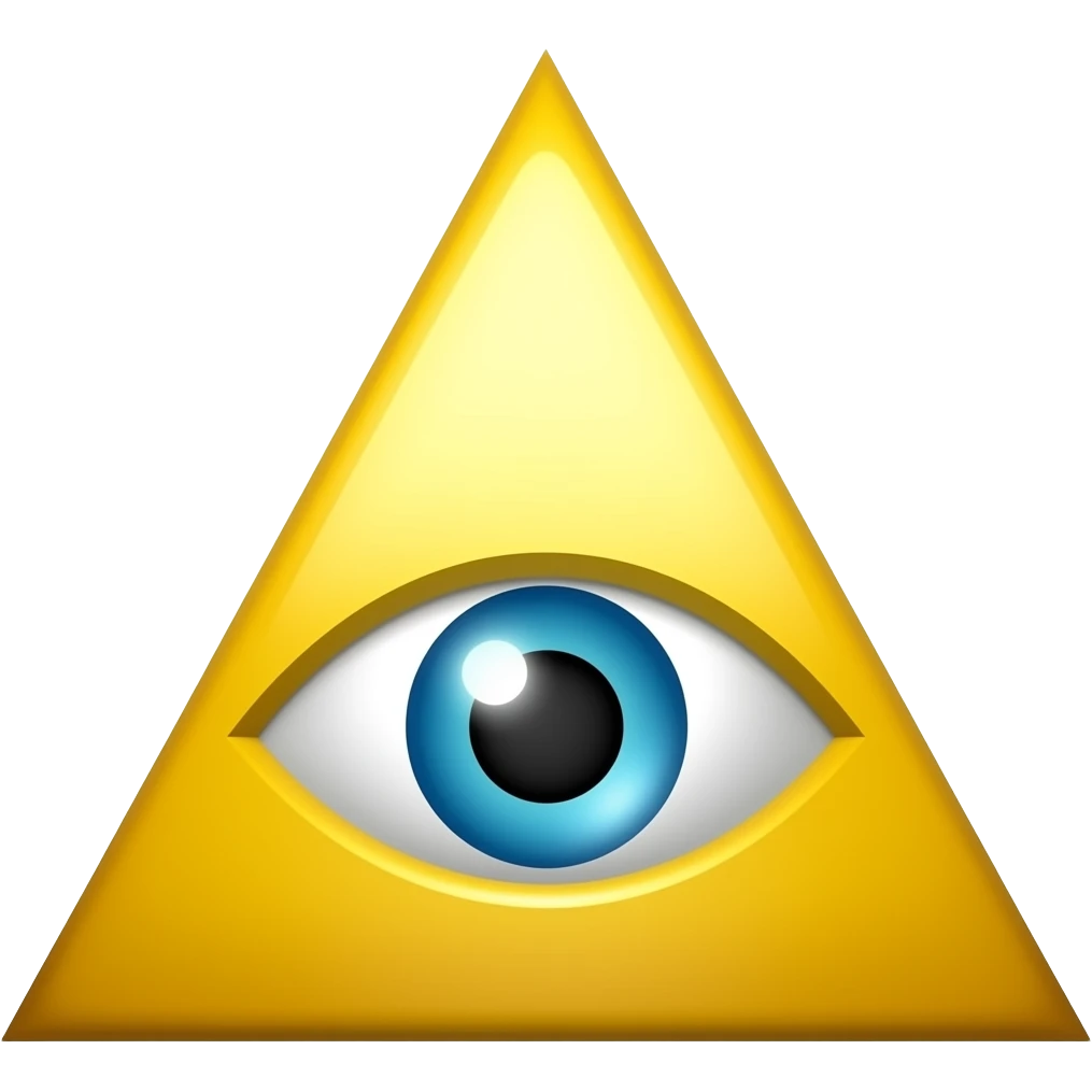 All seeing eye triangle yellow with one single big eye yellow emoji