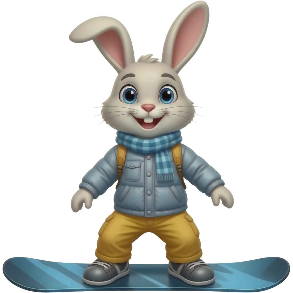 bunny on snowboard emoji
