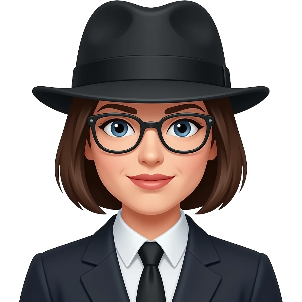 female detecdtive with face close up emoji