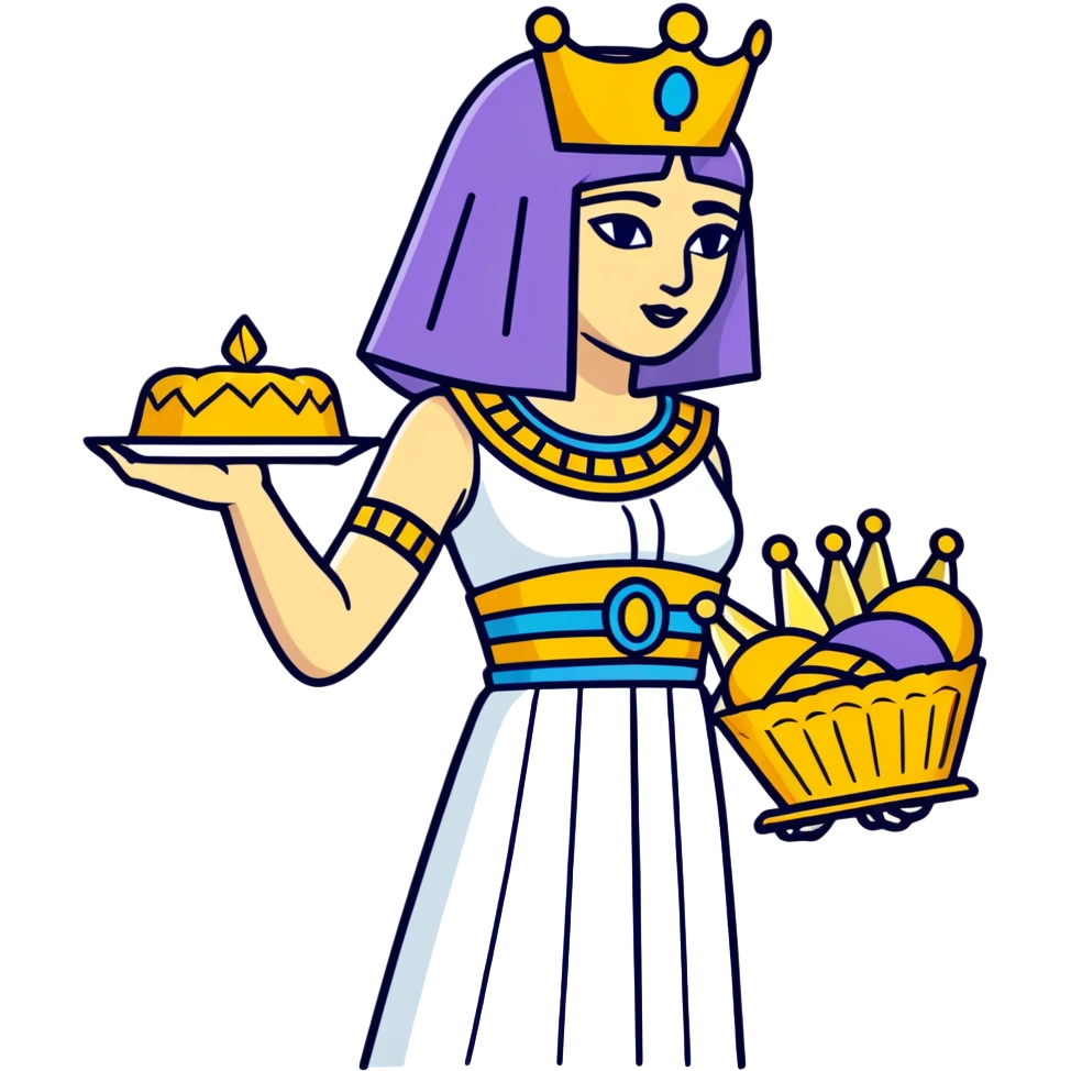Cleopatra holding a king cake simple emoji