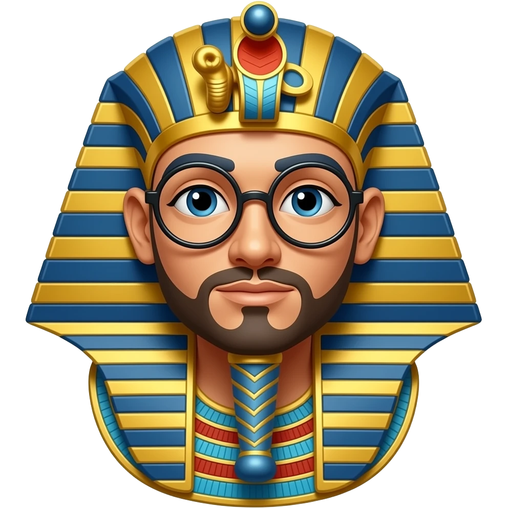 Pharaoh with eyeglasses and circle beard emoji
