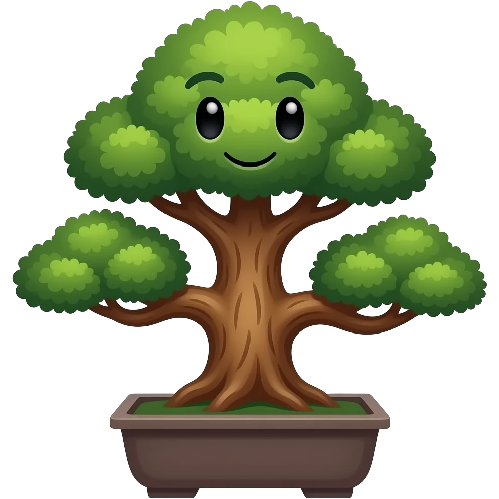 bonsia tree with face emoji