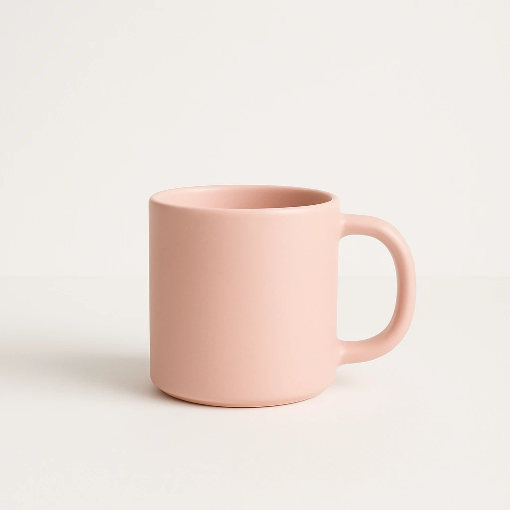 minimal pink mug on white background, no text emoji