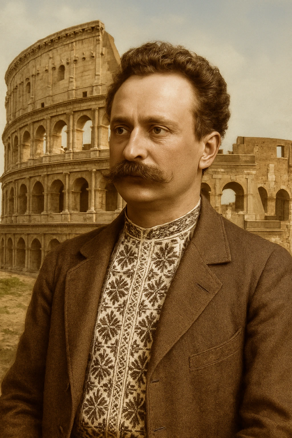 against the backdrop of the Colosseum emoji