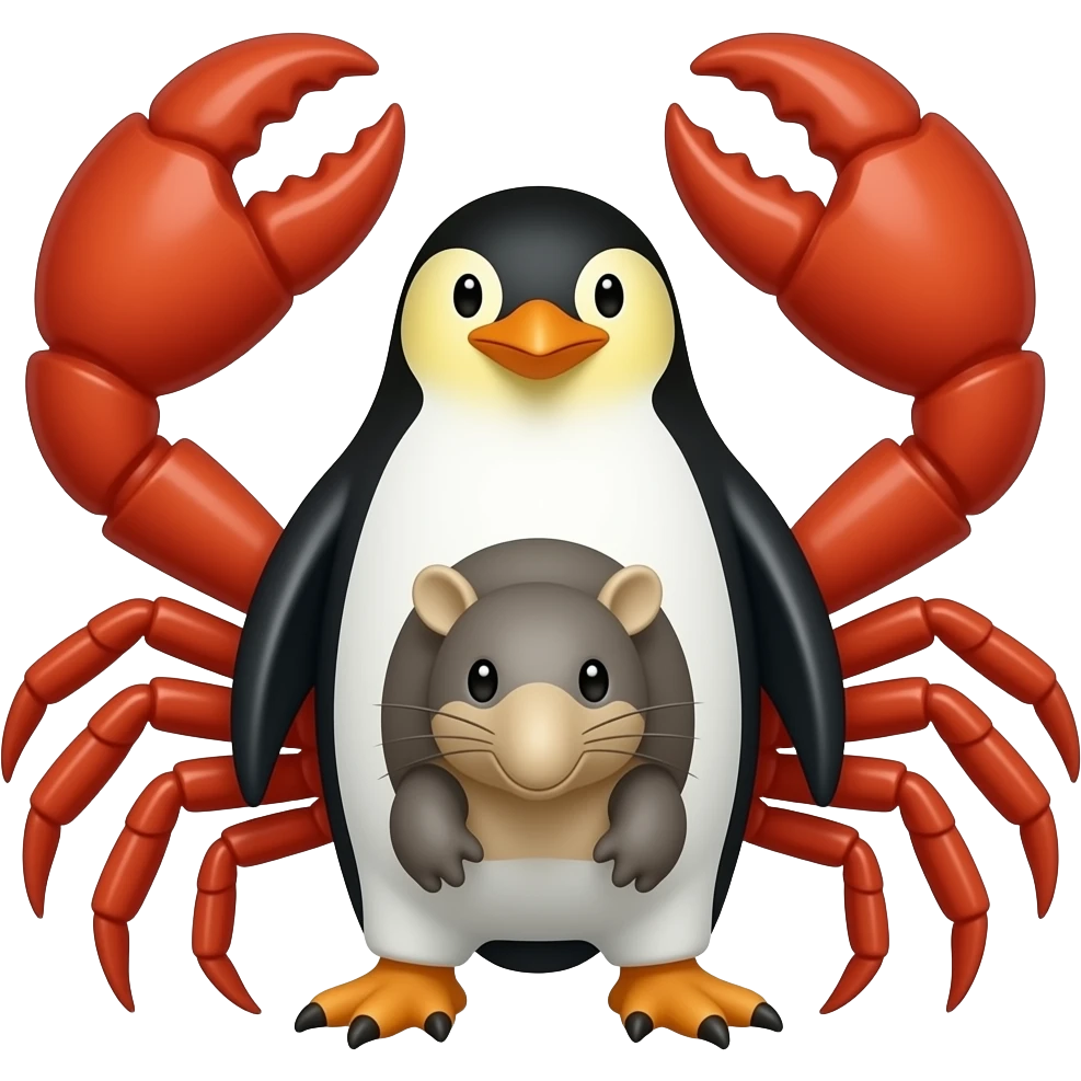 🦀 🐧 and armadillo mixed together emoji