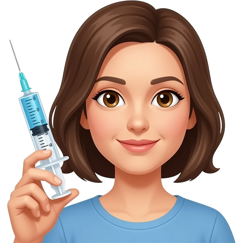woman Holding big Syringe closeup emoji